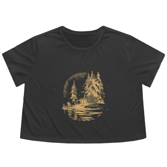Discover cabin by lake vintage Flowy Cropped Tees