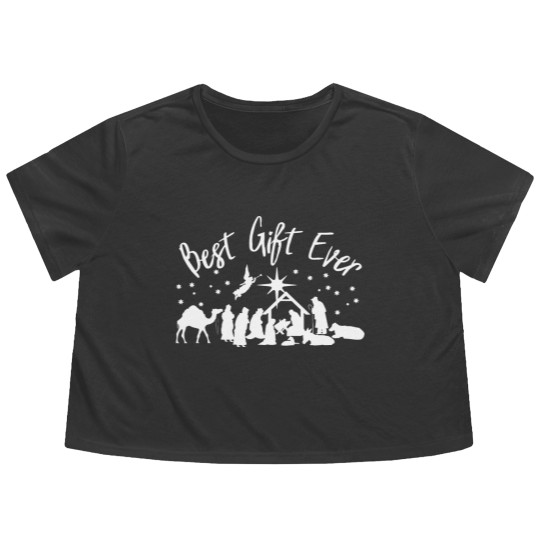 Discover Best Gift Ever Jesus Was Born Christianity Flowy Cropped Tees