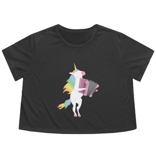 Discover Unicorn Playing Accordion Flowy Cropped Tees for Musicians Flowy Cropped Tees