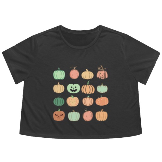 Discover Funny Pumpkins Flowy Cropped Tees