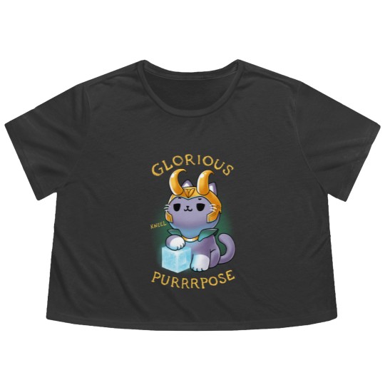 Discover Glorious Purrrpose - Loki cat variant - Kneel - Loki Cat - Flowy Cropped Tees
