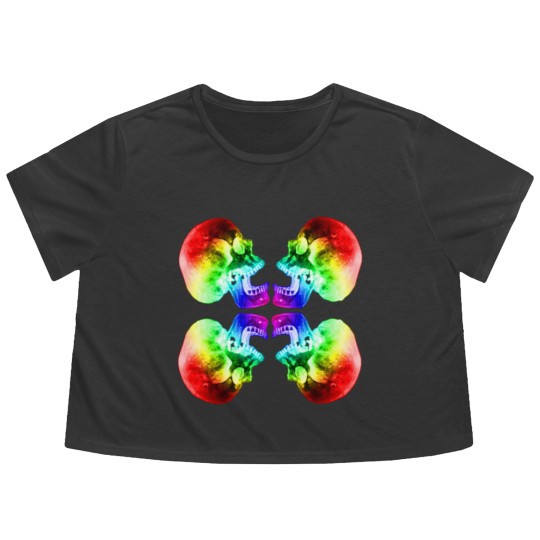 Discover Psychedelic Skulls #9 Flowy Cropped Tees