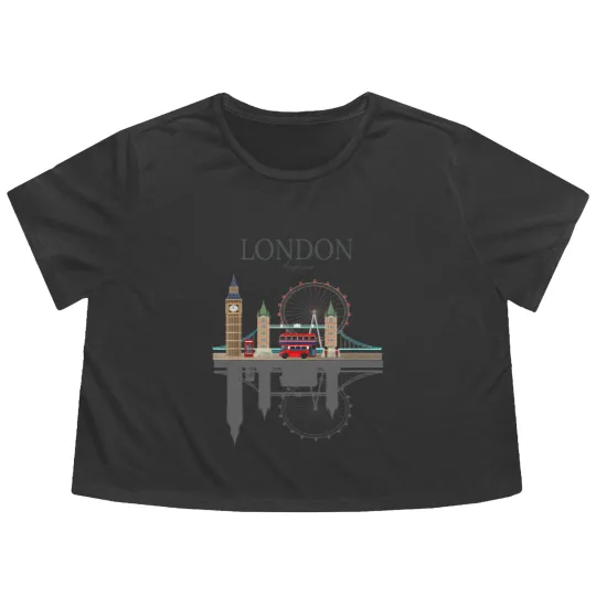 Discover London Souvenir City Vintage British UK Flowy Cropped Tees