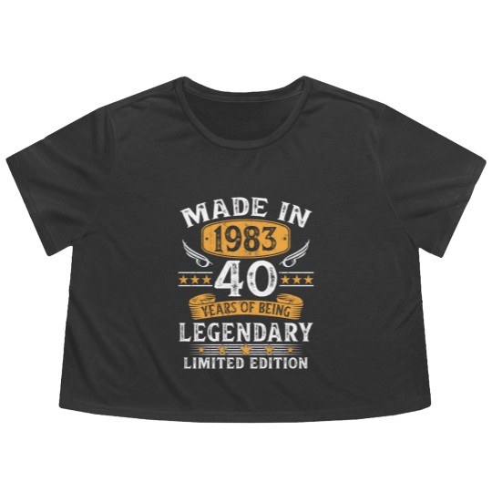 Discover Made In 1983 40 Years Old Gifts 40th Birthday Flowy Cropped Tees