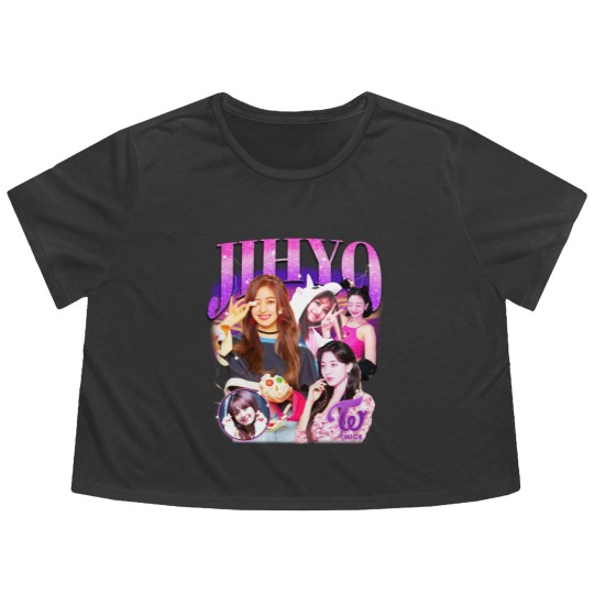 Discover Twice Jihyo Retro Bootleg Flowy Cropped Tees - Twice Flowy Cropped Tees - Kpop Flowy Cropped Tees - Kpop Merch