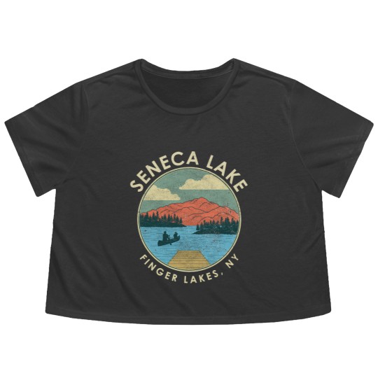 Discover Finger Lakes NY New York Seneca Lake print Flowy Cropped Tees