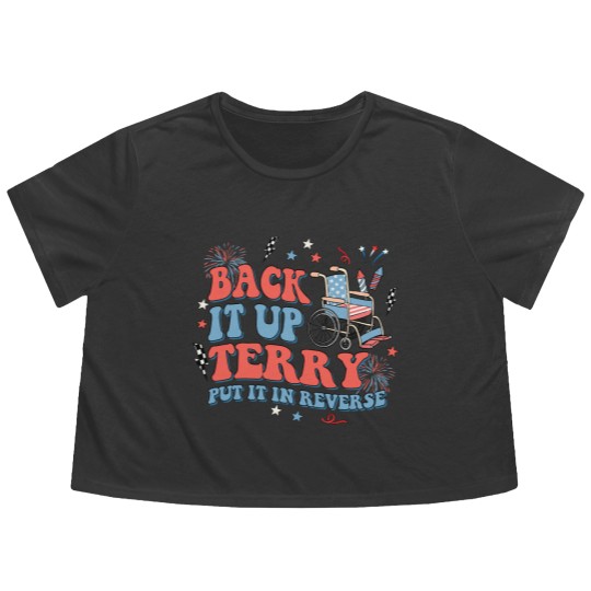 Discover Back It Up Terry Put It In Reverse Flowy Cropped Tees, Fourth of July Flowy Cropped Tees