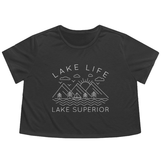 Discover Lake Superior - Lake Life Geometric Illustration - Lake Superior - Flowy Cropped Tees
