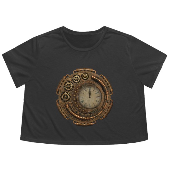 Discover Steampunk Clock Flowy Cropped Tees