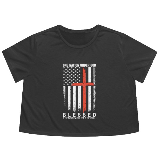 Discover One nation under god blessed is the nation whose Flowy Cropped Tees