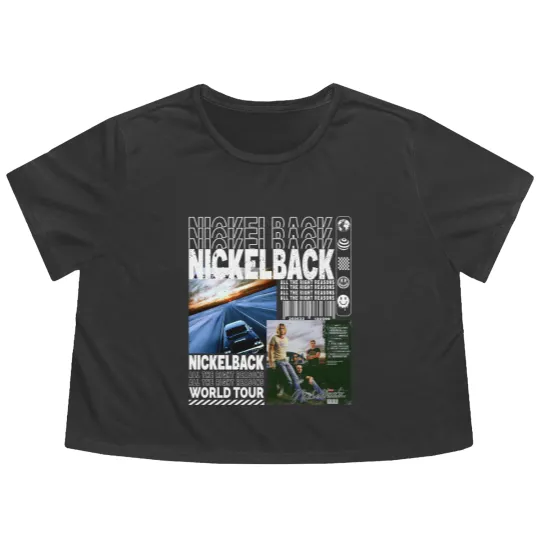Discover Nickelback Music Flowy Cropped Tees, Nickelback Merch Vintage Get Rollin' Tour 2023