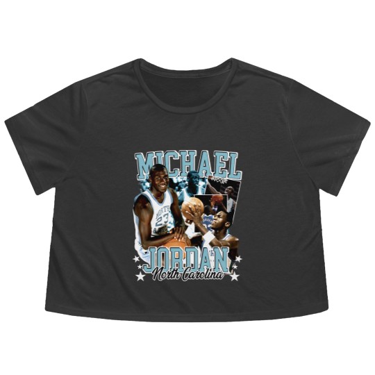 Discover Michael Jordan UNC 90s Style Vintage Bootleg Flowy Cropped Tees graphic Flowy Cropped Tees
