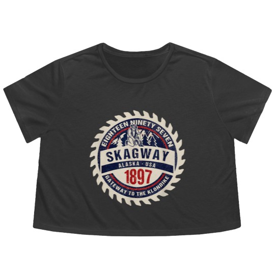 Discover Skagway Alaska 1897 Historic Gold Rush Town Souvenir Gift Flowy Cropped Tees