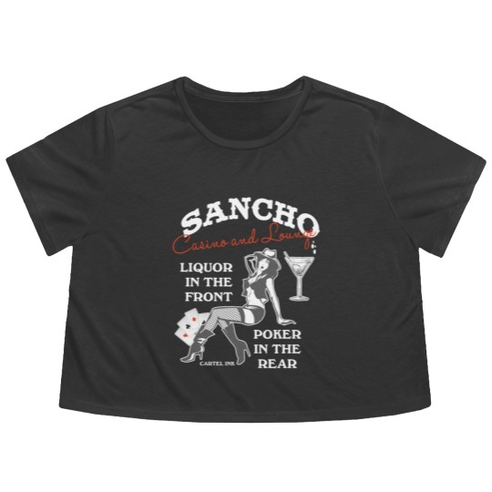 Discover Sancho casino and lounge Liquor in the front Flowy Cropped Tees