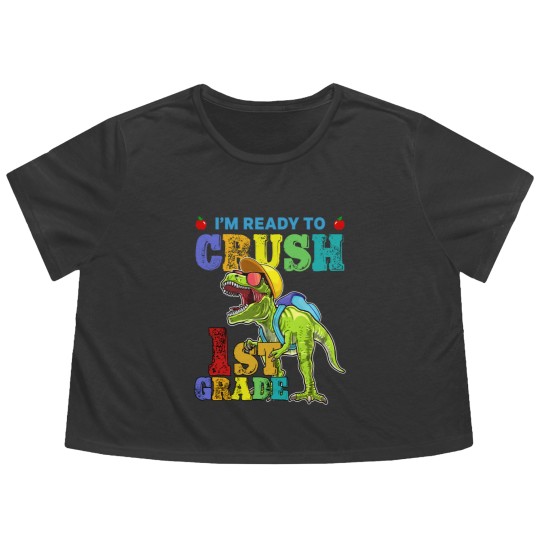 Discover I'm Ready To Crush 1St Grade Dinosaur Back To Scho Flowy Cropped Tees