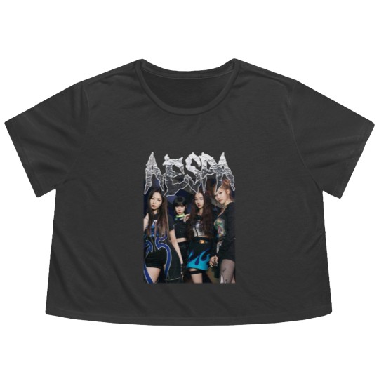 Discover Aespa Vintage Members Flowy Cropped Tees