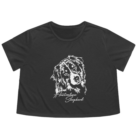 Discover Australian Shepherd Aussie dog portrait - Australian Shepherd Lover - Flowy Cropped Tees