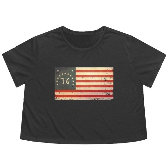Discover USA Bennington Flag - Vintage - Usa - Flowy Cropped Tees