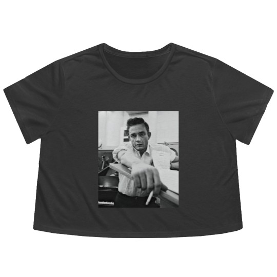 Discover Johnny Cash Retro Flowy Cropped Tees