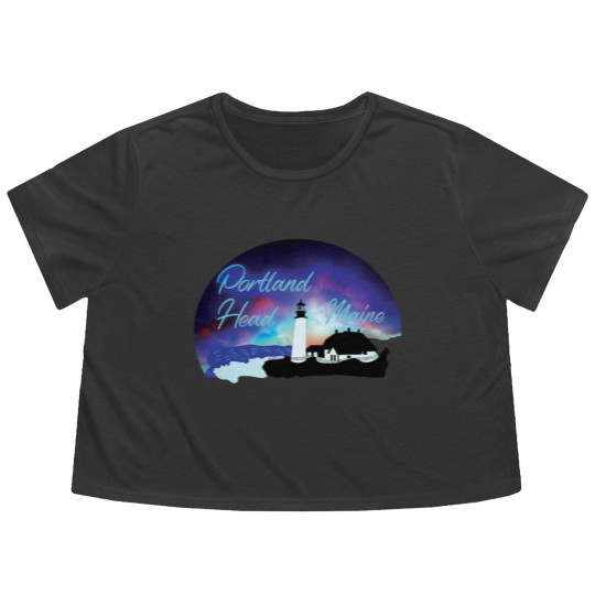 Discover Portland Head Lighthouse, Maine, Souvenir, Gift, Flowy Cropped Tees
