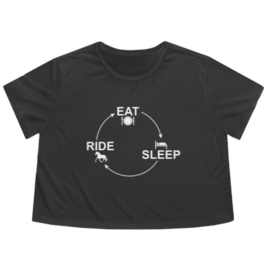 Discover Riding cycle: Eat-Sleep-Ride Repeat Horse 24/7 Flowy Cropped Tees
