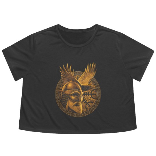 Discover Norse God ODIN & Huginn Raven Men's Flowy Cropped Tees