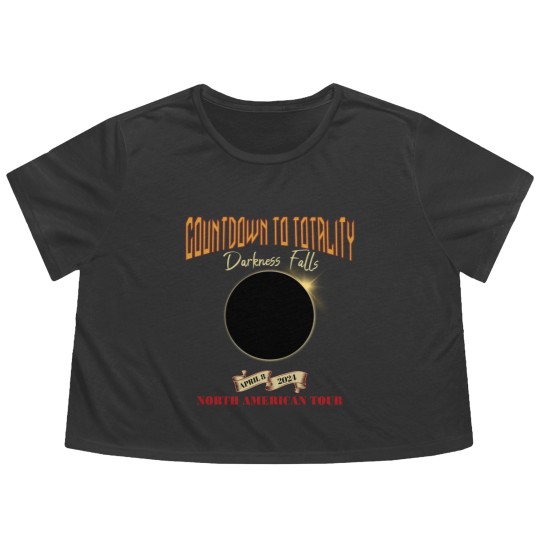 Discover Total Solar Eclipse Flowy Cropped Tees April 8th 2024, Rock Concert Tour Flowy Cropped Tees with Path of Totality Cities