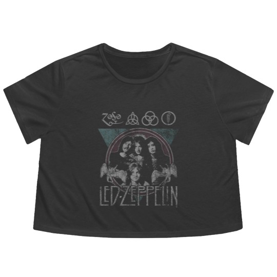 Discover LE.D ZE.PP.ELIN Rock n' Roll Flowy Cropped Tees, Rock n' Roll Flowy Cropped Tees, Old School Rock Flowy Cropped Tees