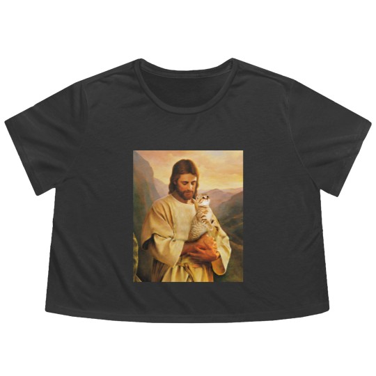 Discover cats and jesus lover gift - Cat And Jesus - Flowy Cropped Tees