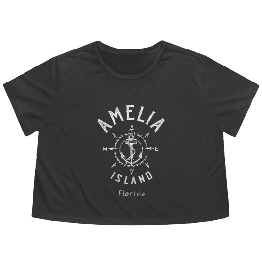 Discover Amelia Island Nautical Compass Rose Florida birthd Flowy Cropped Tees