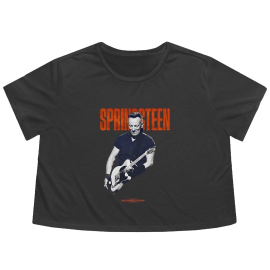 Discover Springsteen and the E Street Band 2023 World Tour Guitar Flowy Cropped Tees - Vintage Springsteen World Tour 23 Flowy Cropped Tees