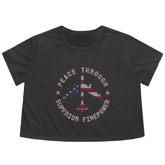 Discover Peace Through Superior Firepower B-52 Stratofortress Design | Classic Flowy Cropped Tees
