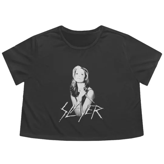Discover Buffy Slayer Flowy Cropped Tees Vintage Style Fan Art Christmas Gift Flowy Cropped Tees