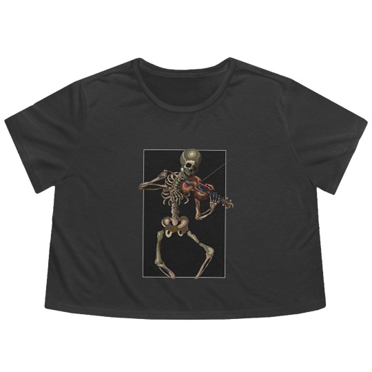 Discover Skeleton with violin - Skeleton - Flowy Cropped Tees
