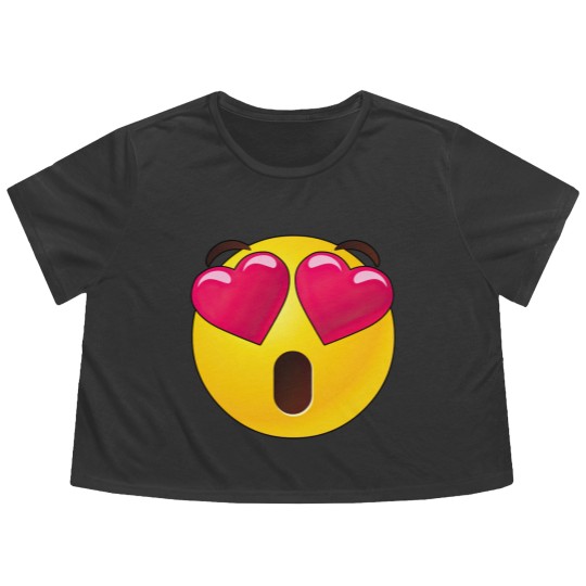 Discover Emoji Heart Eyes Valentines Flowy Cropped Tees