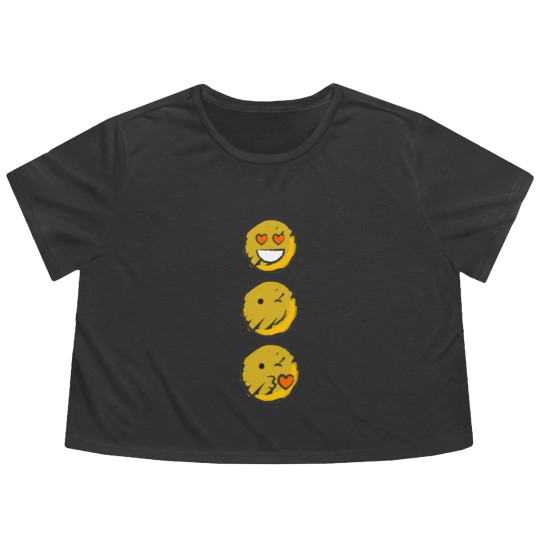 Discover Love Emojis Flowy Cropped Tees