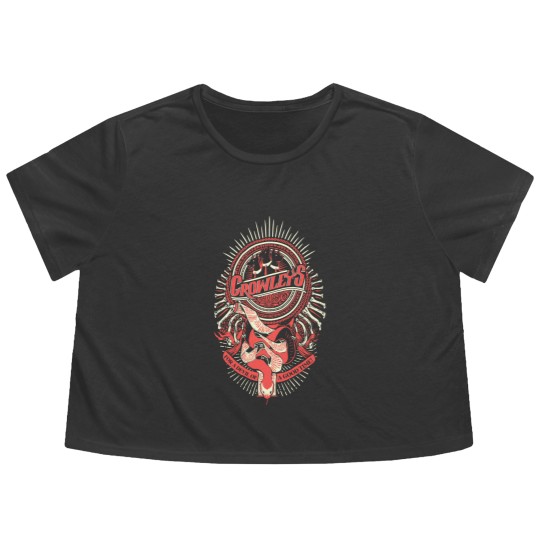 Discover Supernatural Flowy Cropped Tees | Crowley Flowy Cropped Tees |  Hand Screen Printed Supernatural Flowy Cropped Tees