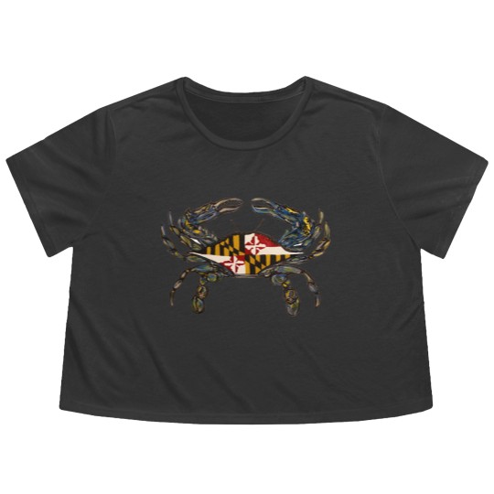 Discover Royal Blue Maryland Flag Crab - Flowy Cropped Tees