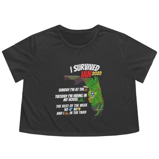 Discover I Survived Hurricane Ian Flowy Cropped Tees