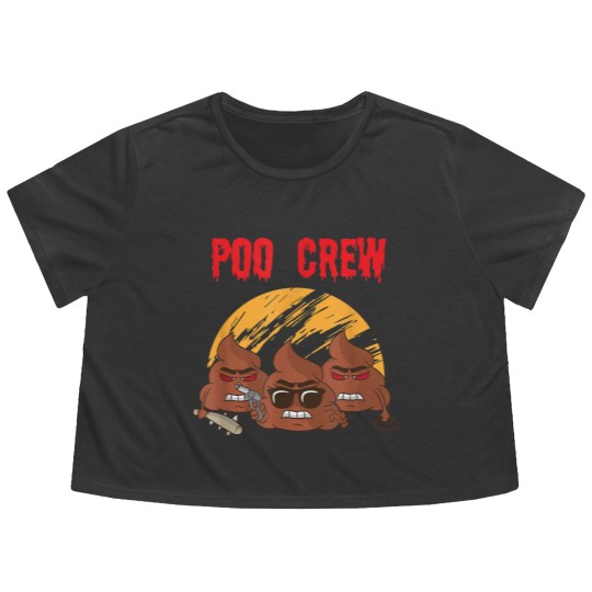 Discover Poop Poo Pile Funny Friends Colleagues Poo Crew Flowy Cropped Tees Flowy Cropped Tees