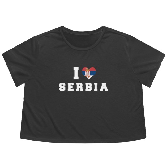 Discover I Love Serbia Republic Heart Flag Flowy Cropped Tees