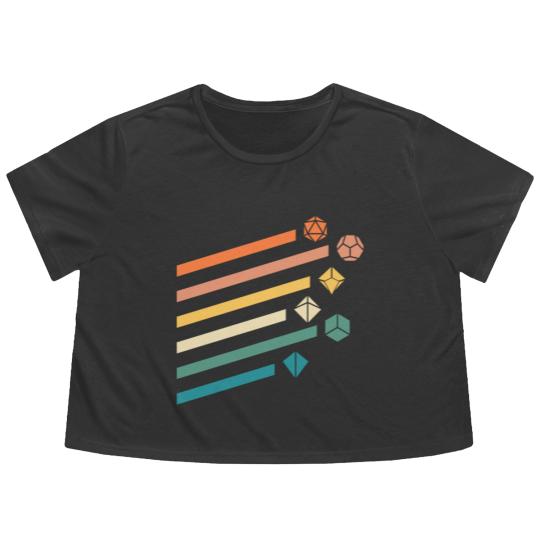 Discover Retro Minimalist Polyhedral Dice Set Tabletop RPG - Dungeons And Dragons - Flowy Cropped Tees