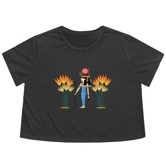 Discover Hathor goddess of love Egypt plant legendary art Flowy Cropped Tees