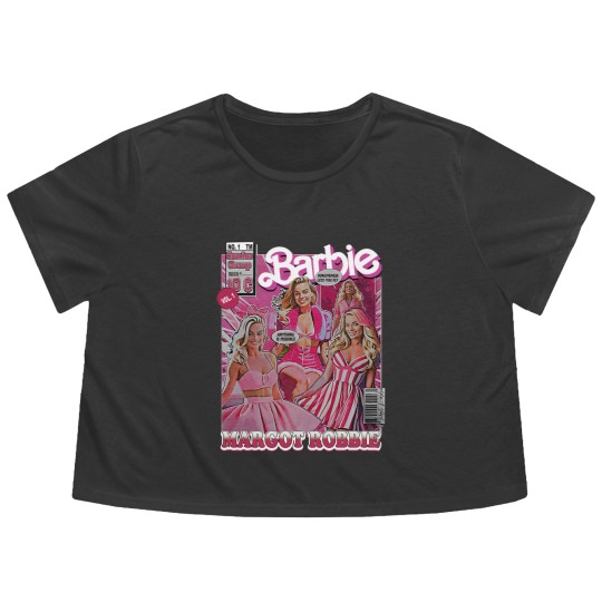 Discover Margot Robbie Barbie  Flowy Cropped Tees, Retro Vintage Margot Robbie Flowy Cropped Tees