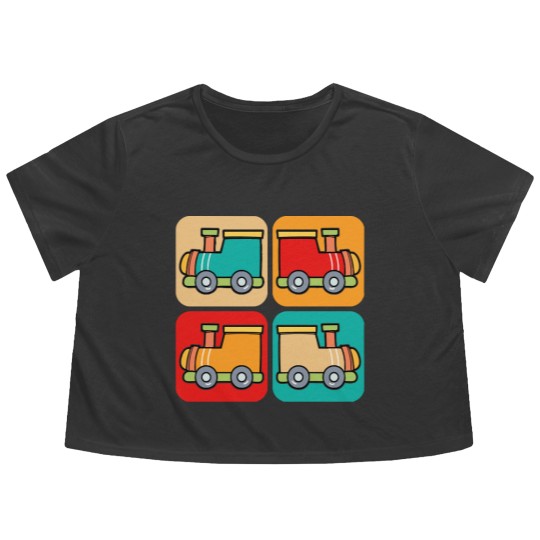 Discover Train Flowy Cropped Tees Little Retro Trains I Kids I Railway I Toddler Train Flowy Cropped Tees Flowy Cropped Tees