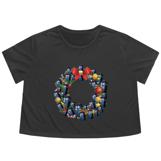 Discover Tardis Doctor Who Multiface Christmas Wreath - Doctor Who - Flowy Cropped Tees
