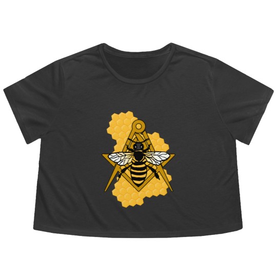 Discover Masonic Emblem with Bee and Beehive Flowy Cropped Tees