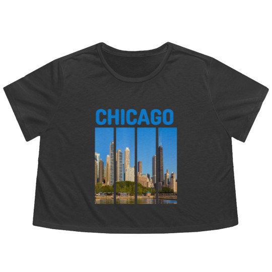Discover Downtown Chicago Skyline Souvenirs State Illinois Flowy Cropped Tees Flowy Cropped Tees