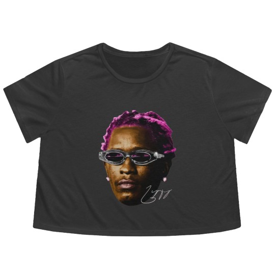 Discover YOUNG THUG Flowy Cropped Tees | White Pink Rare Hip Hop Graphic Print
