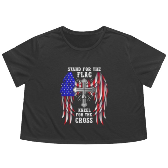Discover Stand For The Flag Kneel For The Cross Flowy Cropped Tees